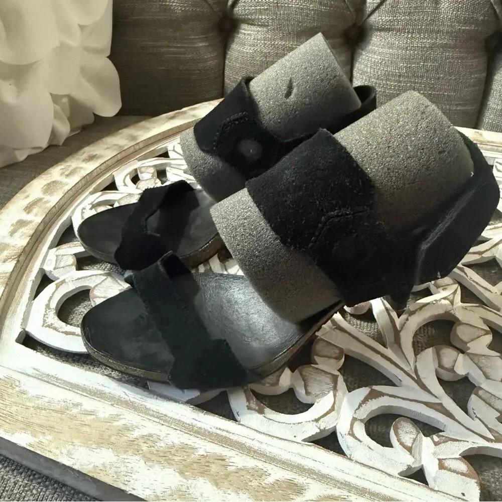 Pedro Garcia Black Suede Leather Heels Shoes Women’s 36 US 6